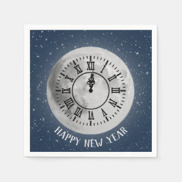 Neujahr Mitternachtszeit auf dem Mond von Napkins Serviette