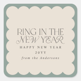 Neujahr: Moderner Minimalvorteil Quadratischer Aufkleber