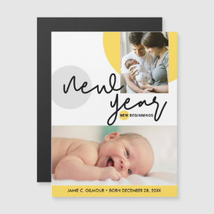 Neujahr Neuanfang Foto Yellow Gray Baby Magnetkarte