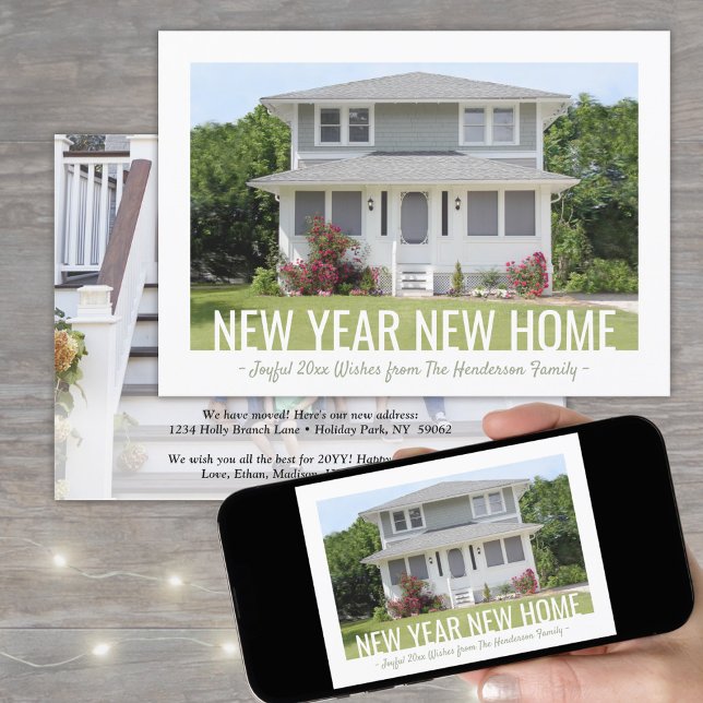 Neujahr Neue Zuhause Einfache 2-Foto-Urlaubsreise Ankündigung (Von Creator hochgeladen)