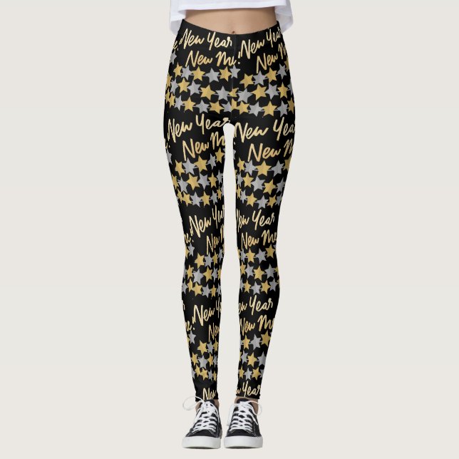 Neujahr New Me, Happy New Year 2024 Stilvoll Schwa Leggings (Vorderseite)