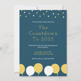 Neujahr Party Ballons und Confetti Einladung