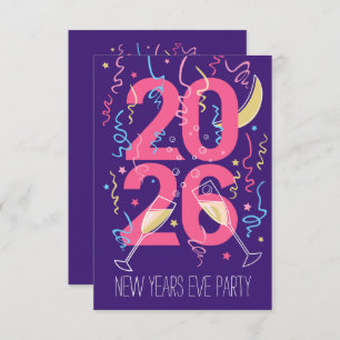 Neujahr Party Champagnerbrille feiern Einladung