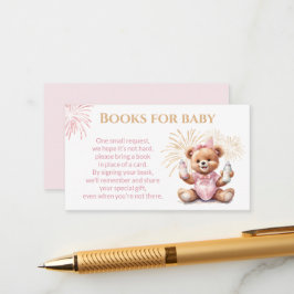 Neujahr Pink Bear Girl Babyduschkarte Begleitkarte