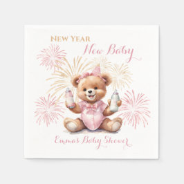 Neujahr Pink Girl Babydusche Napkins Serviette