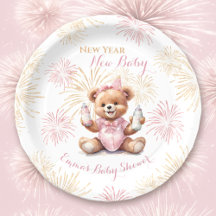 Neujahr Pink Girl Babydusche Teller