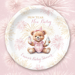 Neujahr Pink Girl Babydusche Teller