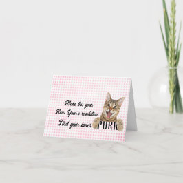 Neujahr Tabby Cat auf Gingham Karte