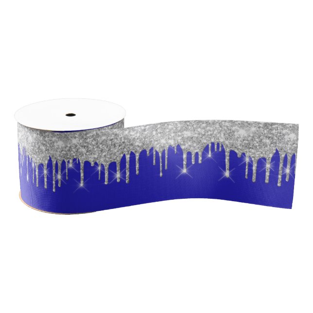 Neujahr Tropfen Royal Blue Gray Silver Spark Ripsband (Spule)