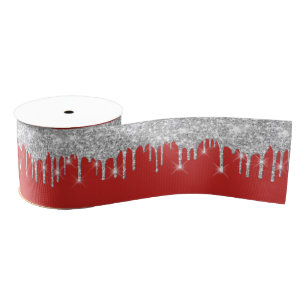 Neujahr Tropfen Royal Red Gray Silver Spark Ripsband