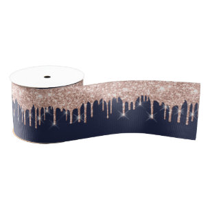 Neujahr Tropfen Royal Rose Gold Blue Navy Park Ripsband