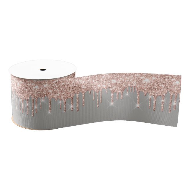 Neujahr Tropfen Royal Rose Gold Grau Spark Ripsband (Spule)