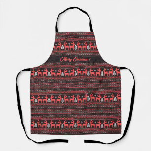 Neujahr Weihnachten Schwarz Rot Pixelmuster Schürze