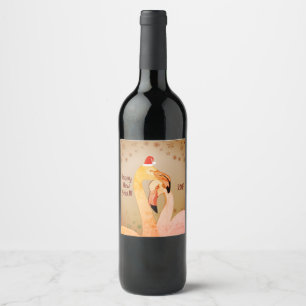 Neujahr Weinkennzeichen Flamingo Vögel Weinetikett