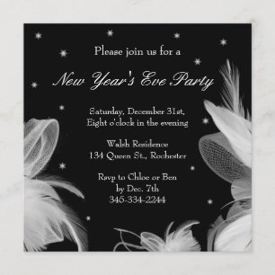 Neujahr Winter Weiße Federn Einladung