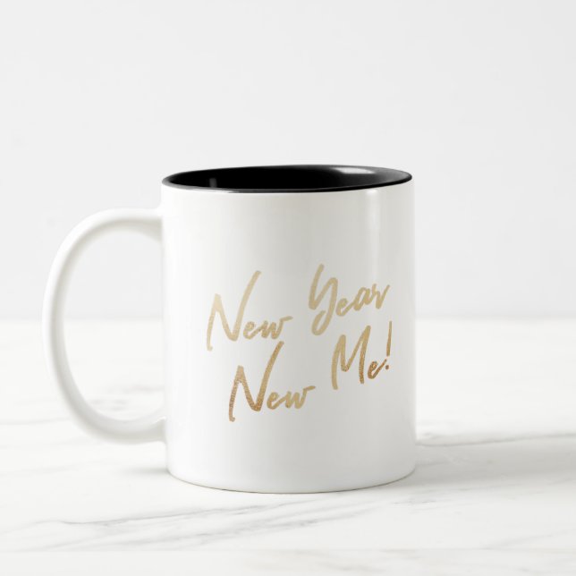 Neujahr, Zitat von New Me Zweifarbige Tasse (Links)