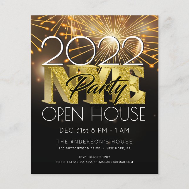 NEUJAHRE MIT MODERNEN GOLD-FIREWORKS IM NEUEN PART FLYER (Vorne)