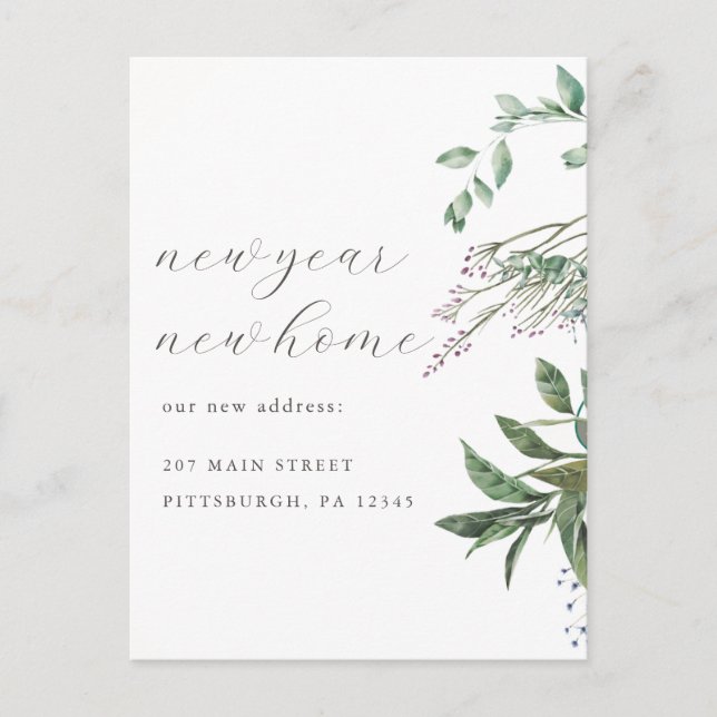 Neujahrliche Änderung der Zuhause-Adresse Postkarte (Vorderseite)