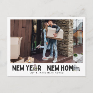 Neujahrliche neue Zuhause Änderung der Anschrift Postkarte