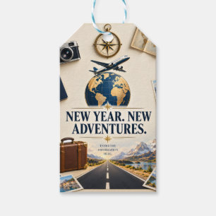 Neujahrs-Abenteuerwünsche mit Reise-Landkarte Flug Geschenkanhänger