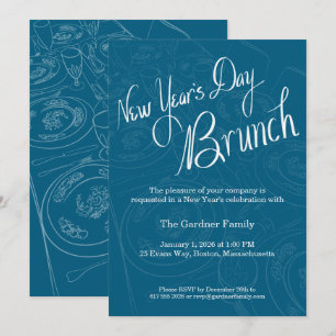 Neujahrs-Brunch-Tischdekoration-Einladung Einladung