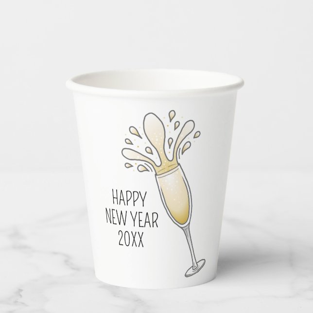 Neujahrs Champagnerglas Pappbecher (Vorderseite)