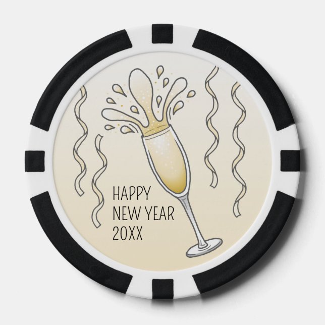 Neujahrs Champagnerglas Pokerchips (Vorderseite)