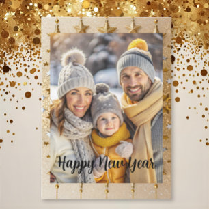 Neujahrs-Familienfoto elegante Typografie modern Feiertagskarte