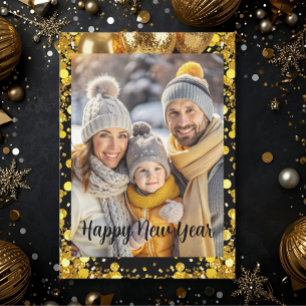 Neujahrs Familienfoto elegante Typografie modern Feiertagskarte