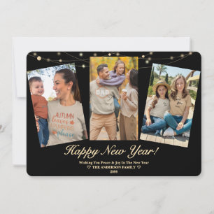 Neujahrs-Foto Elegante Weihnachtskarte 3 Mitteilungskarte