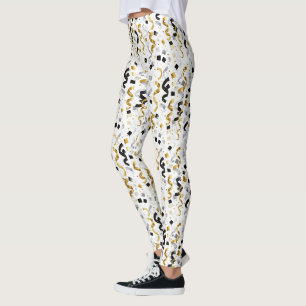 Neujahrs-Gold-Schwarze Konfetti Leggings