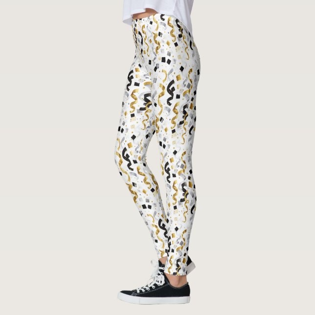 Neujahrs-Gold-Schwarze Konfetti   Leggings (Links)