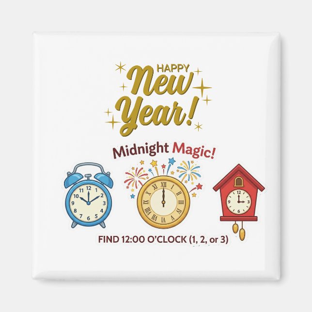 Neujahrs-Mitternachts-Zauberuhr-Lernspiel-Magnet Magnet (Vorne)