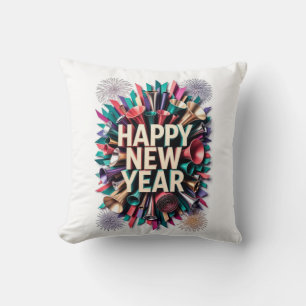 Neujahrs-Partyhorn-T-Shirt, Konfettiexplosion Kissen