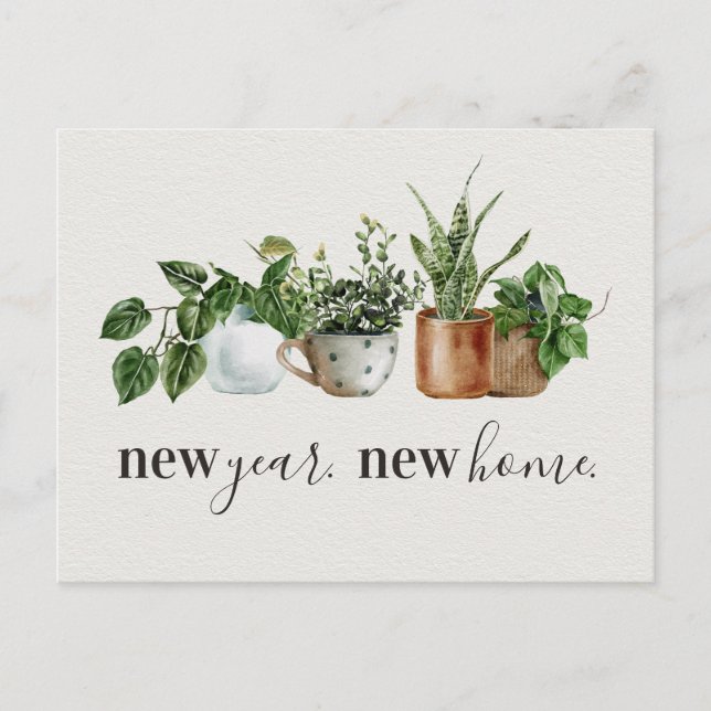 Neujahrsankündigung über Zuhause-Bewegung Ankündigungspostkarte (Vorderseite)