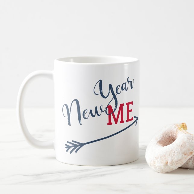 Neujahrsauflage lustige Typografie-Erinnerung Tasse (Mit Donut)