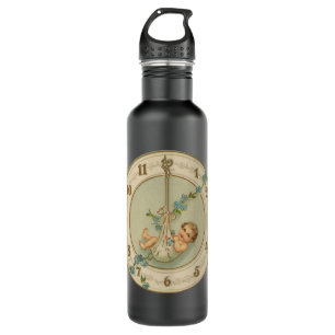 Neujahrsbaby Vintage-Uhr Edelstahlflasche