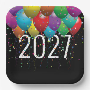 Neujahrsballons 2027 pappteller