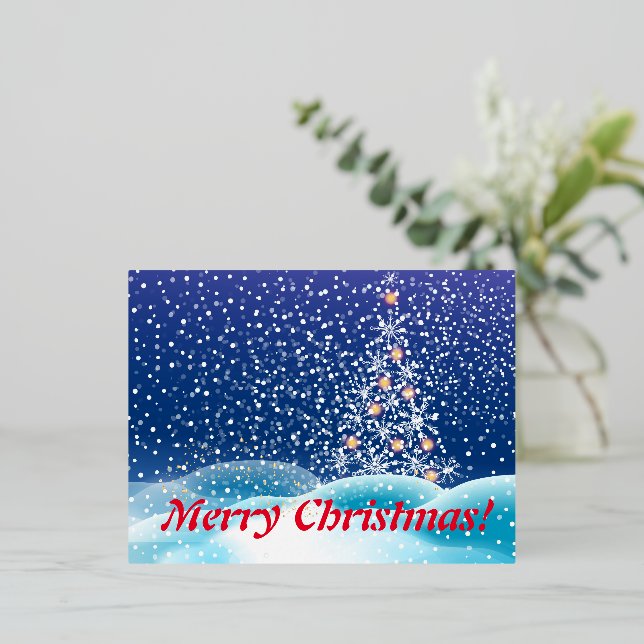 Neujahrsbaum , fröhliche Weihnachten Folien Feiertagspostkarte (Stehend vorne)