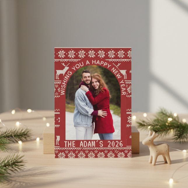 Neujahrsbogen Nordischer Rentier Personalisiertes  Feiertagskarte (Von Creator hochgeladen)