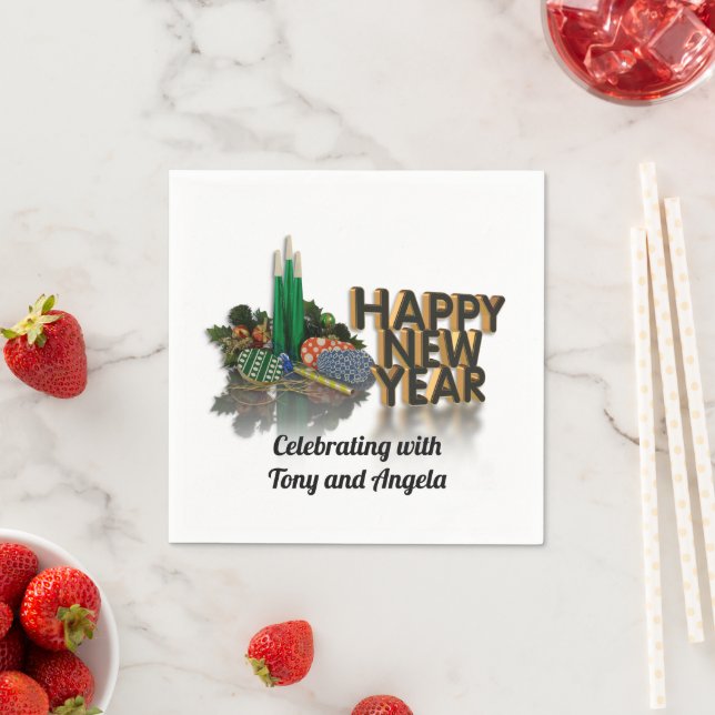 Neujahrscocktail Servietten personalisiert (Beispiel)