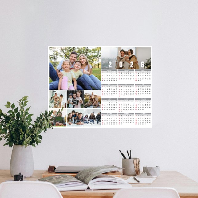 Neujahrsfamilie - Personalisierter Foto-Kalender 2 Poster (Personalize 2026 with our custom photo calendar poster—display favorite photos and stay organized.)