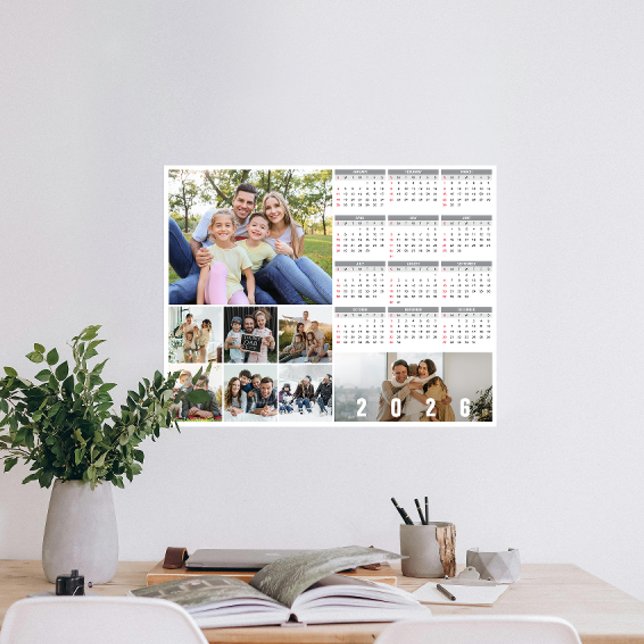 Neujahrsfamilie - Personalisierter Foto-Kalender 2 Poster (Personalize 2026 with our custom photo calendar poster—display favorite photos and stay organized.)