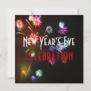 Neujahrsfeier, Feuerwerk Champagnerblasen Einladung