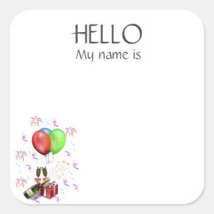 Neujahrsfeier Party Namensschild Abzeichen Quadratischer Aufkleber