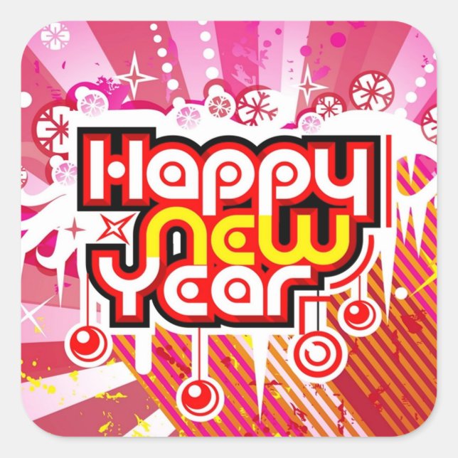 Neujahrsfeiersticker Quadratischer Aufkleber (Vorderseite)