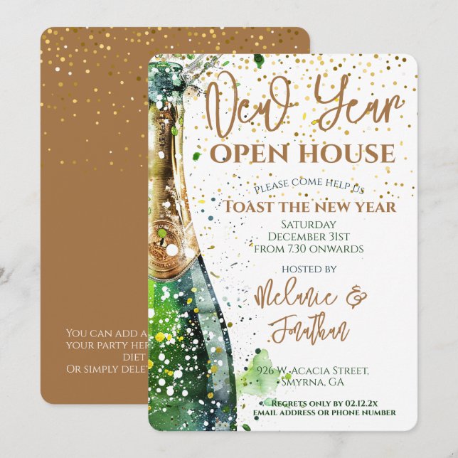Neujahrsfeiertag - Toast des Jahres Party Einladung (Vorne/Hinten)