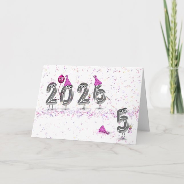 Neujahrsfest 2026 Party Spaß Feiertagskarte (Vorderseite)