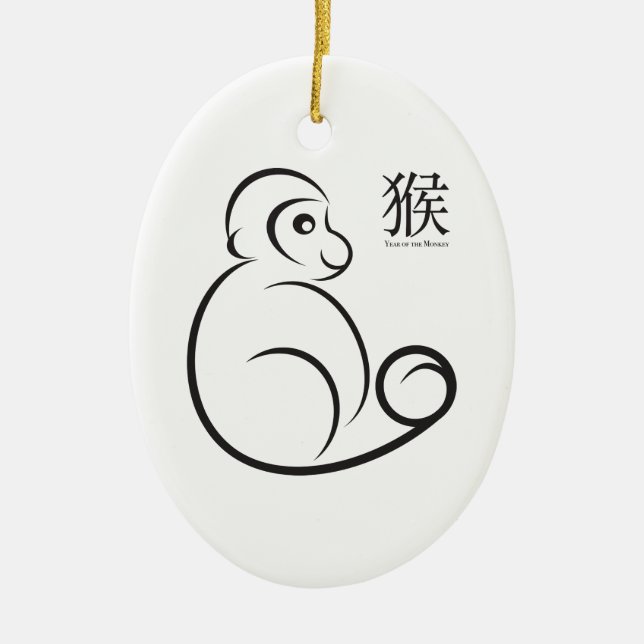 Neujahrsfest-Affe-Linie Kunst Keramikornament (Vorne)