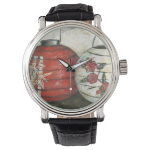 Neujahrsfest-Laternen mit Blumendruck Armbanduhr